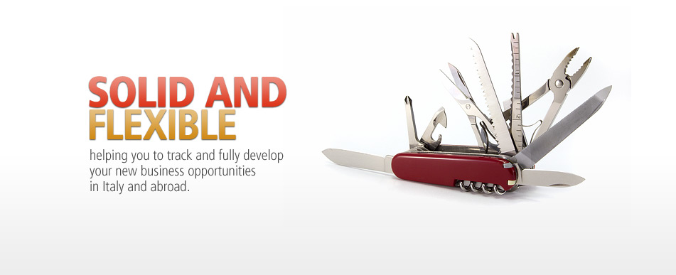 SOLID AND FLEXIBLE helping you to track and fully develop your new business opportunities in Italy and abroad.